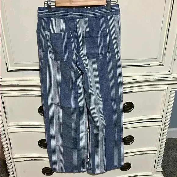 Striped Blue Linen Pants - Picture 2 of 4